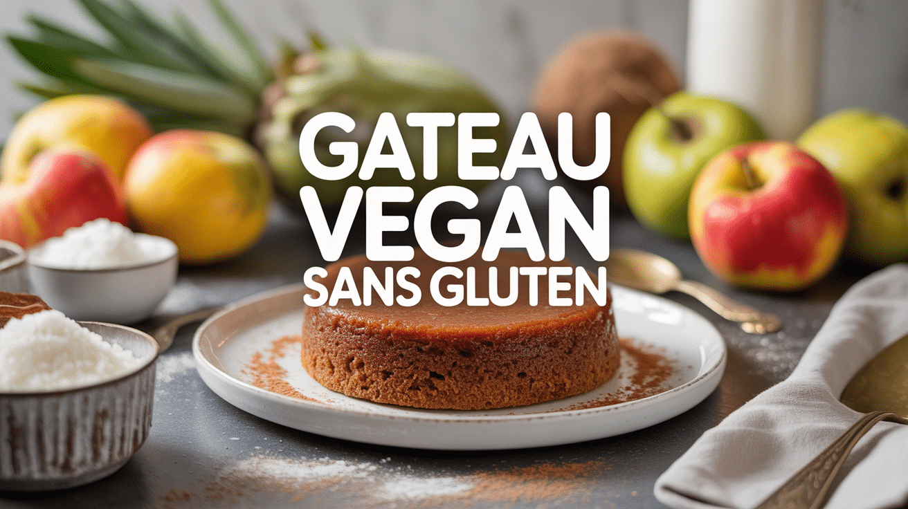 gateau vegan sans gluten sur assiette ingrédients