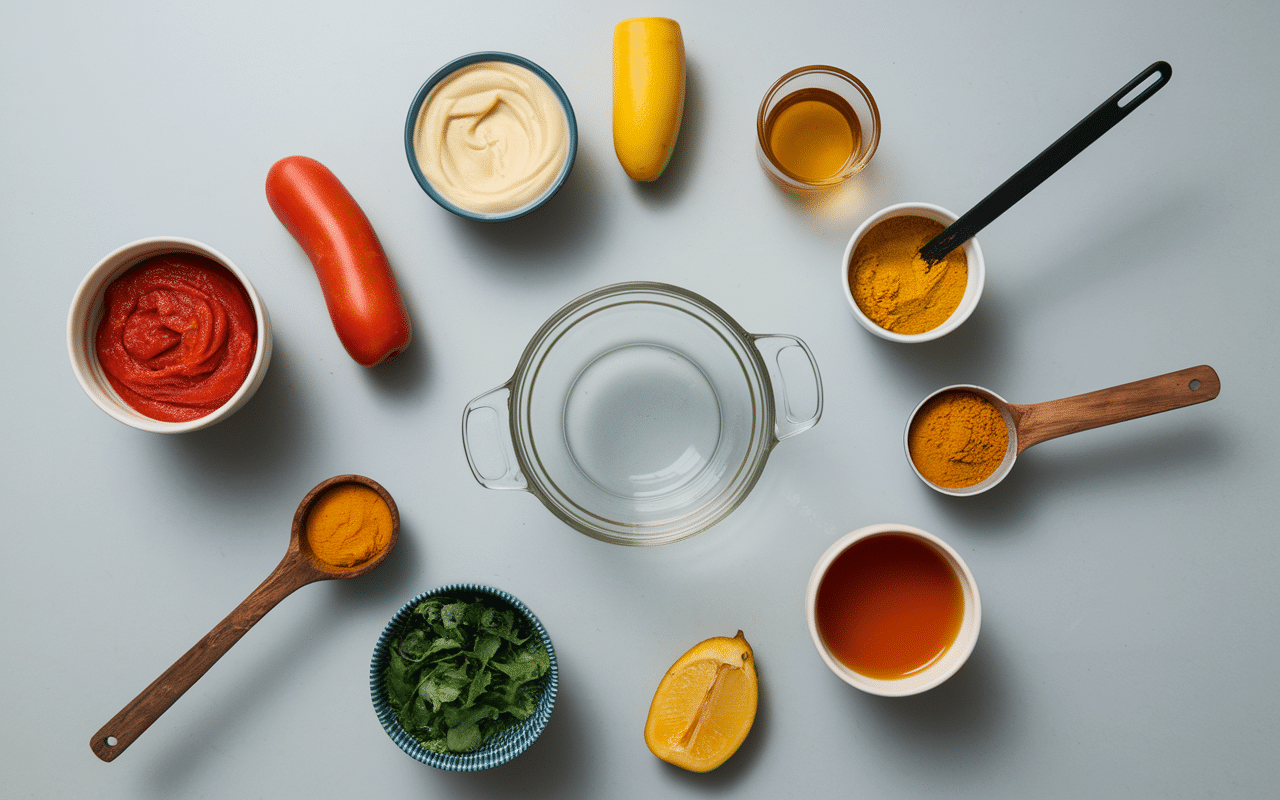 Table avec ingrédients pour sauce Brazil recette maison