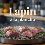 Morceaux de lapin plancha dorés sur plancha