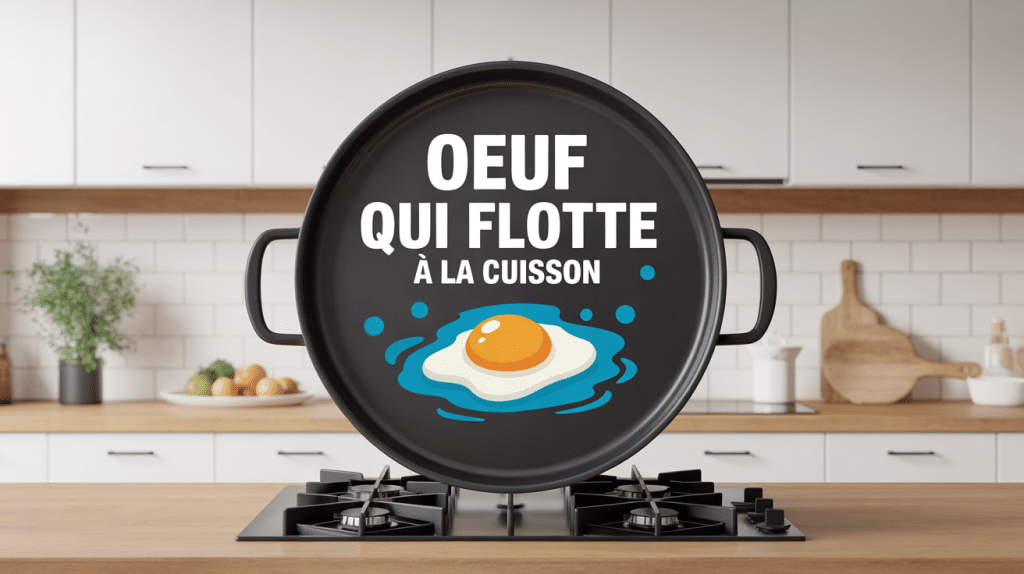 oeuf qui flotte à la cuisson sur l'eau bouillante
