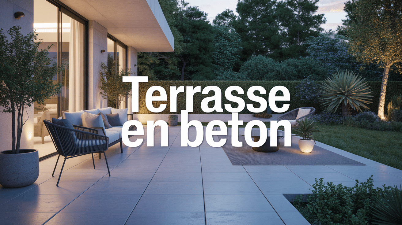 amenagement terrasse beton moderne mobilier jardin