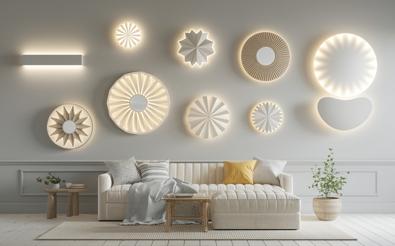 Différents styles d’appliques murales pour couloir sur présentoir