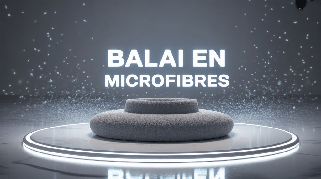 balai en microfibres moderne sur carrelage blanc propre