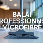 Balai professionnel microfibre sur sol de bureau propre corporate