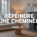 Salon moderne avec cheminée repeinte gris anthracite