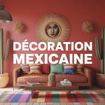 deco mexicaine salon couleurs rouge jaune et accessoires artisanaux