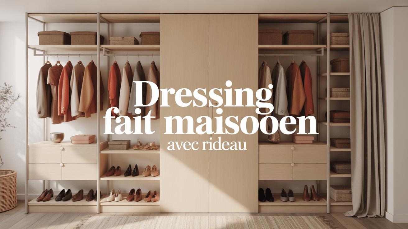 dressing fait maison avec rideau ouvert et modulable