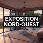 Salon lumineux avec exposition nord ouest fin d'après-midi