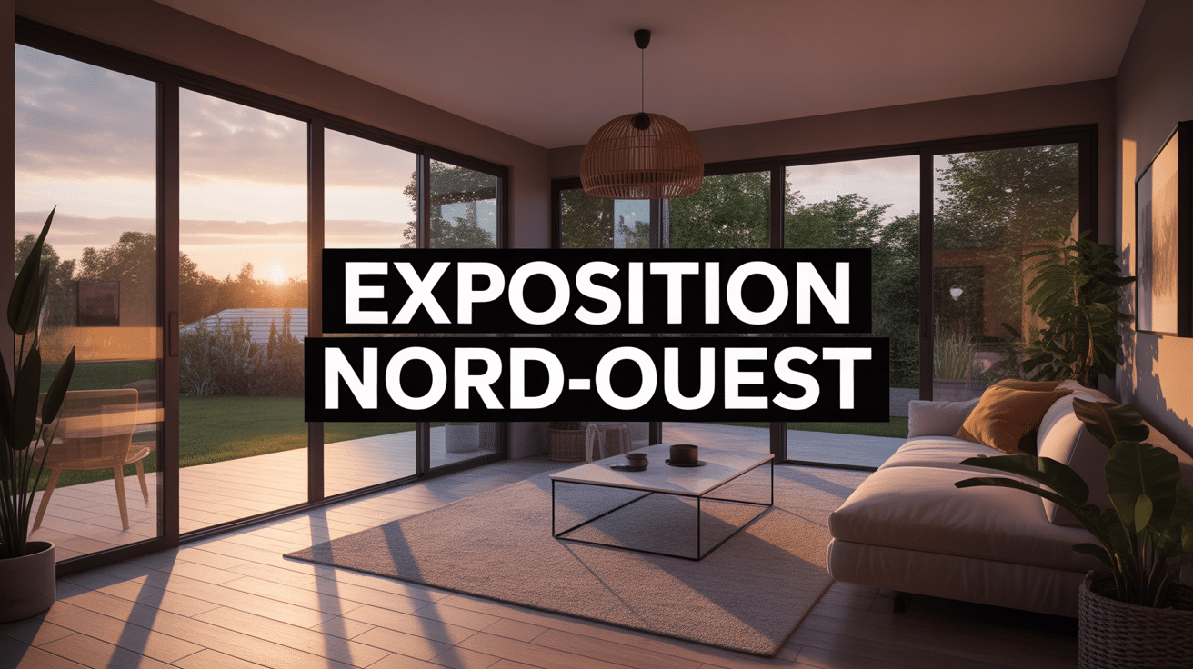 Salon lumineux avec exposition nord ouest fin d'après-midi