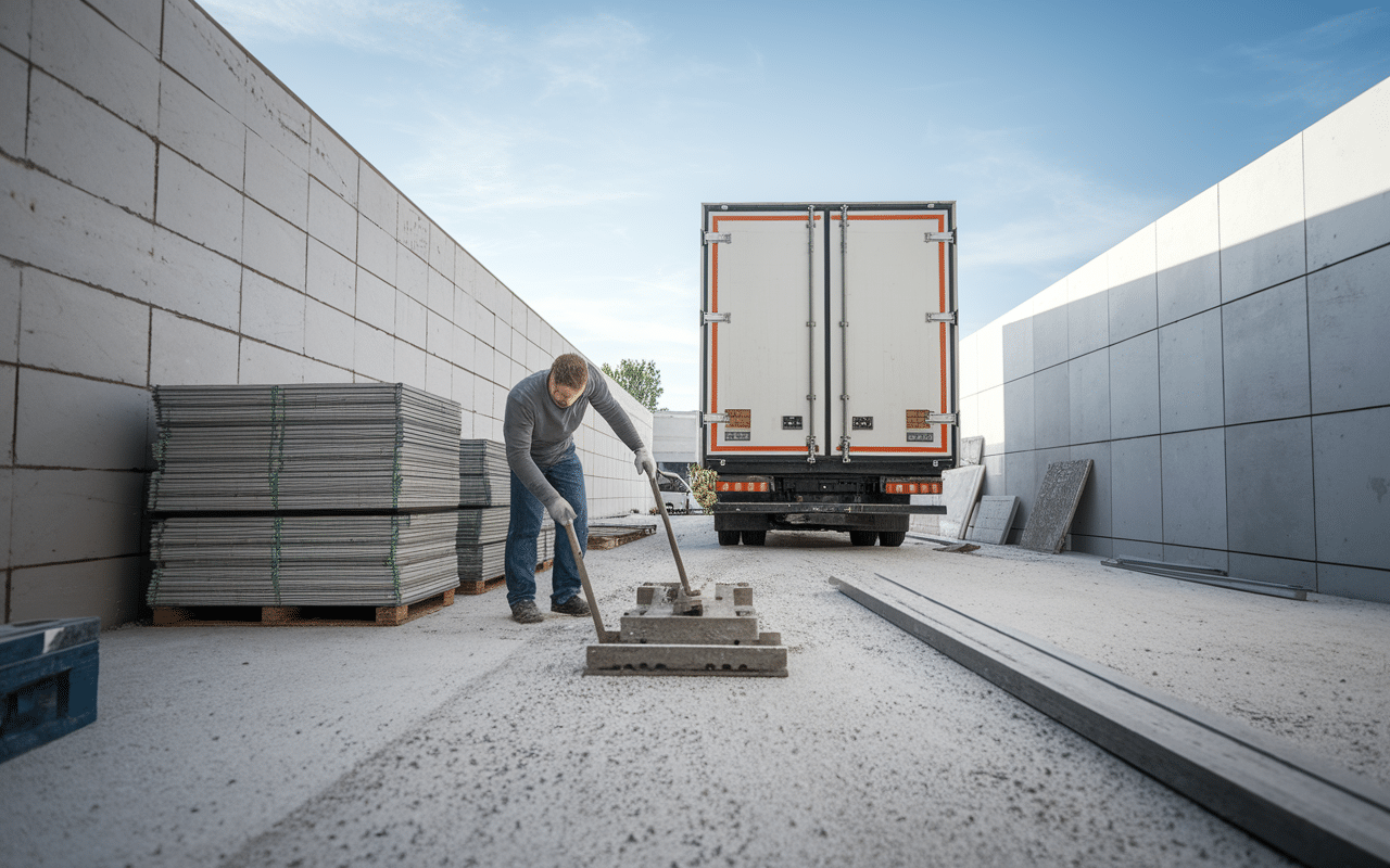 Ouvrier et transport poid carrelage au m2 chantier