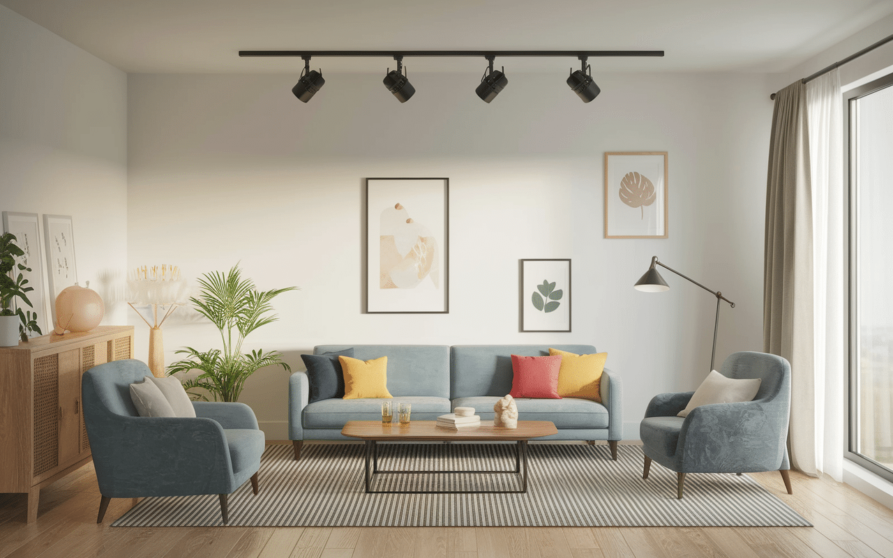 Luminaire salon moderne éclairage modulable fonctionnel