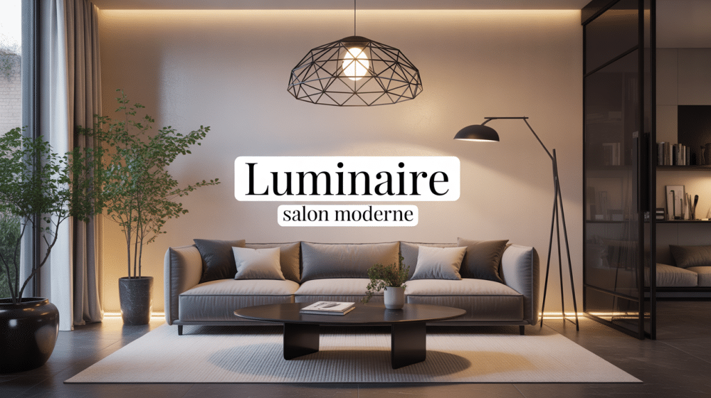Luminaire salon moderne suspension noire canapé design