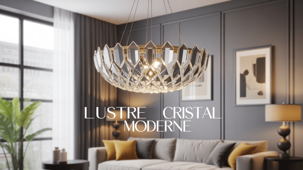 lustre cristal moderne suspendu salon contemporain