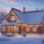 maison en bois de russie traditionnelle sous la neige