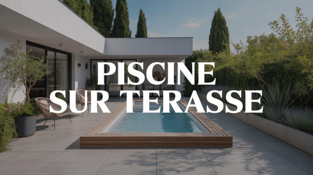 Piscine sur une terrasse avec mobilier design et dalles antidérapantes