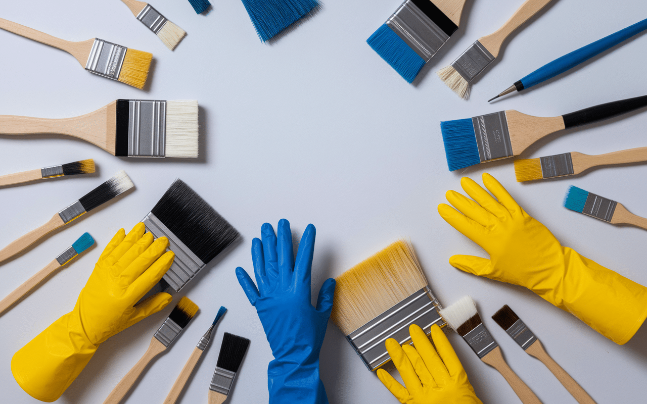 Outils préparation cheminée repeinte rénovation