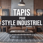 Salon industriel avec tapis pour style industriel