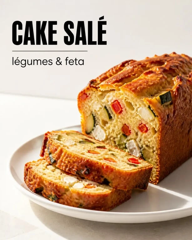 Recette salé : cake salé aux légumes et fromage servi en tranches