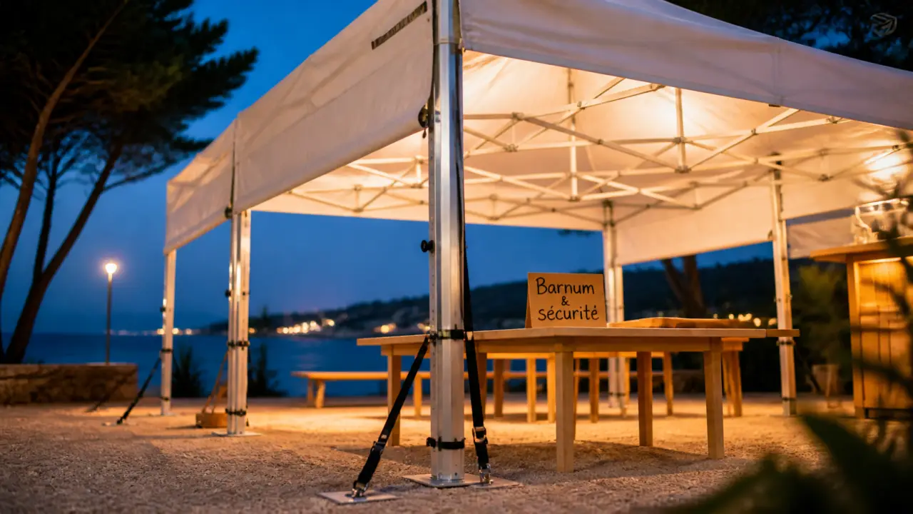 Qu est ce qu un barnum : barnum pliant aluminium 3x4,5 sur terrasse de camping