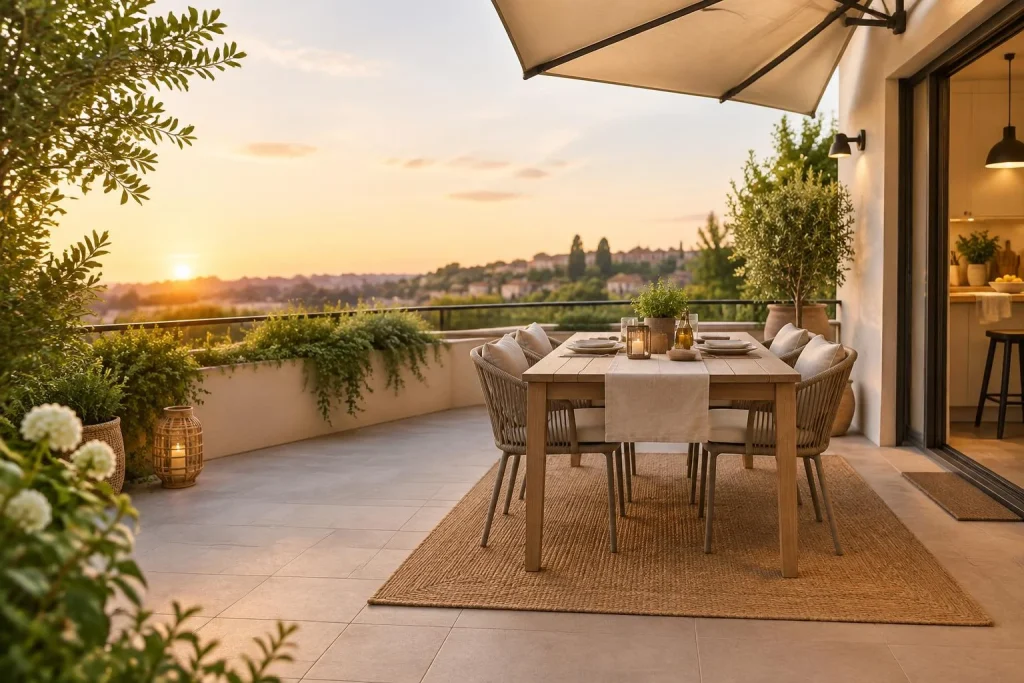 80 cm autour de la table : les repères pour aménager un coin repas convivial sur sa terrasse