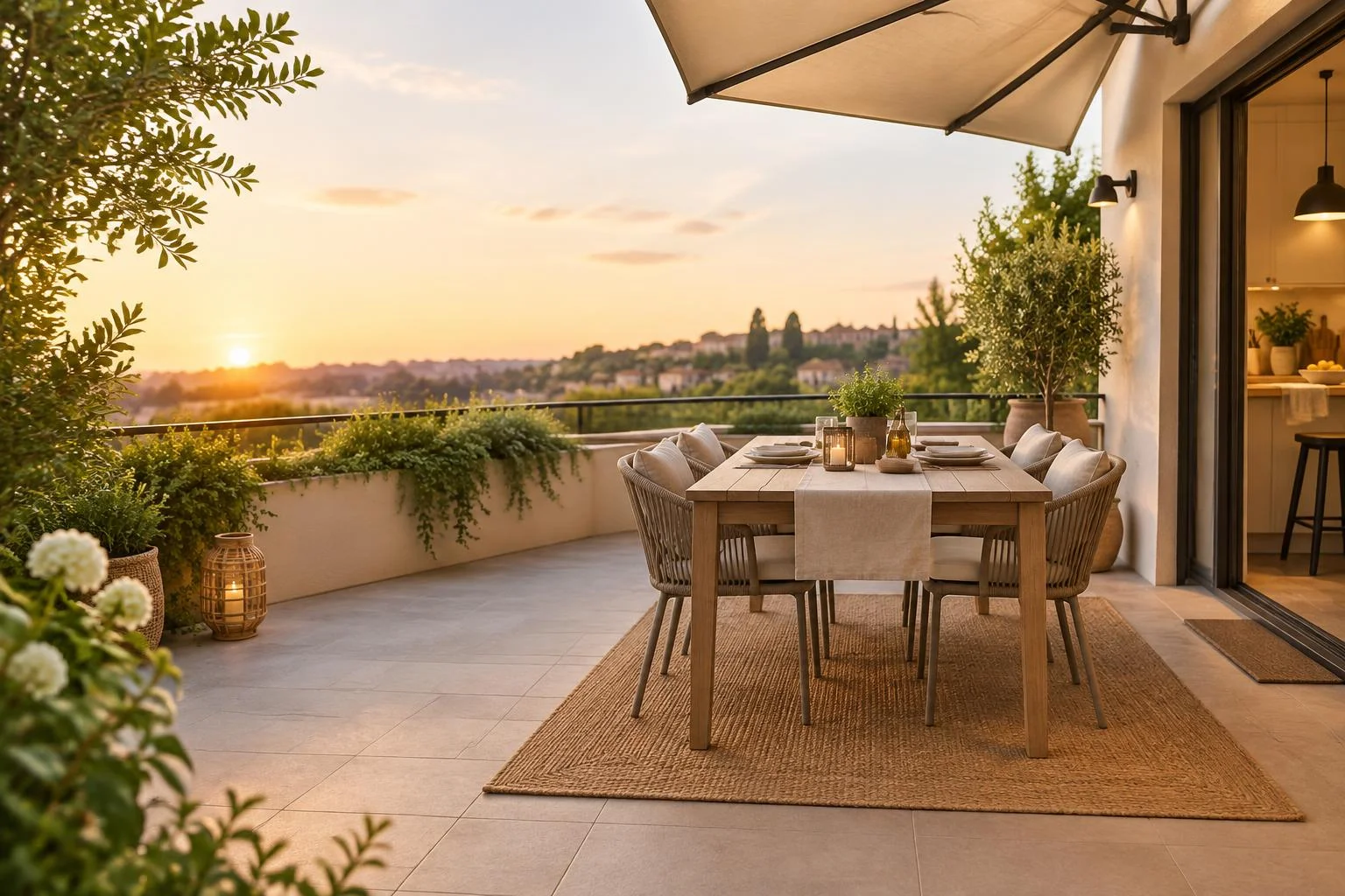 80 cm autour de la table : coin repas terrasse